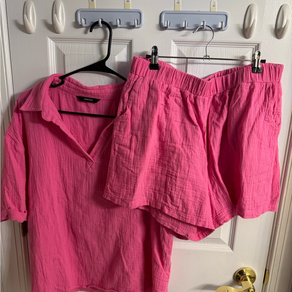 Pink Shirt and Shorts Set